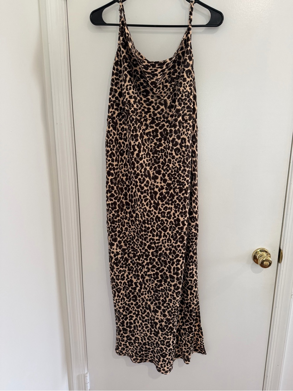 Anthropologie Animal Print Midi Cowl Neck Slip Dress Y2K Mob Wife Feminine Indie